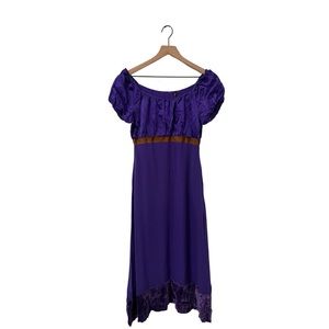 Maurizio Percoraro Milano Vintage Victorian Royal Purple Silk Dress Size 6